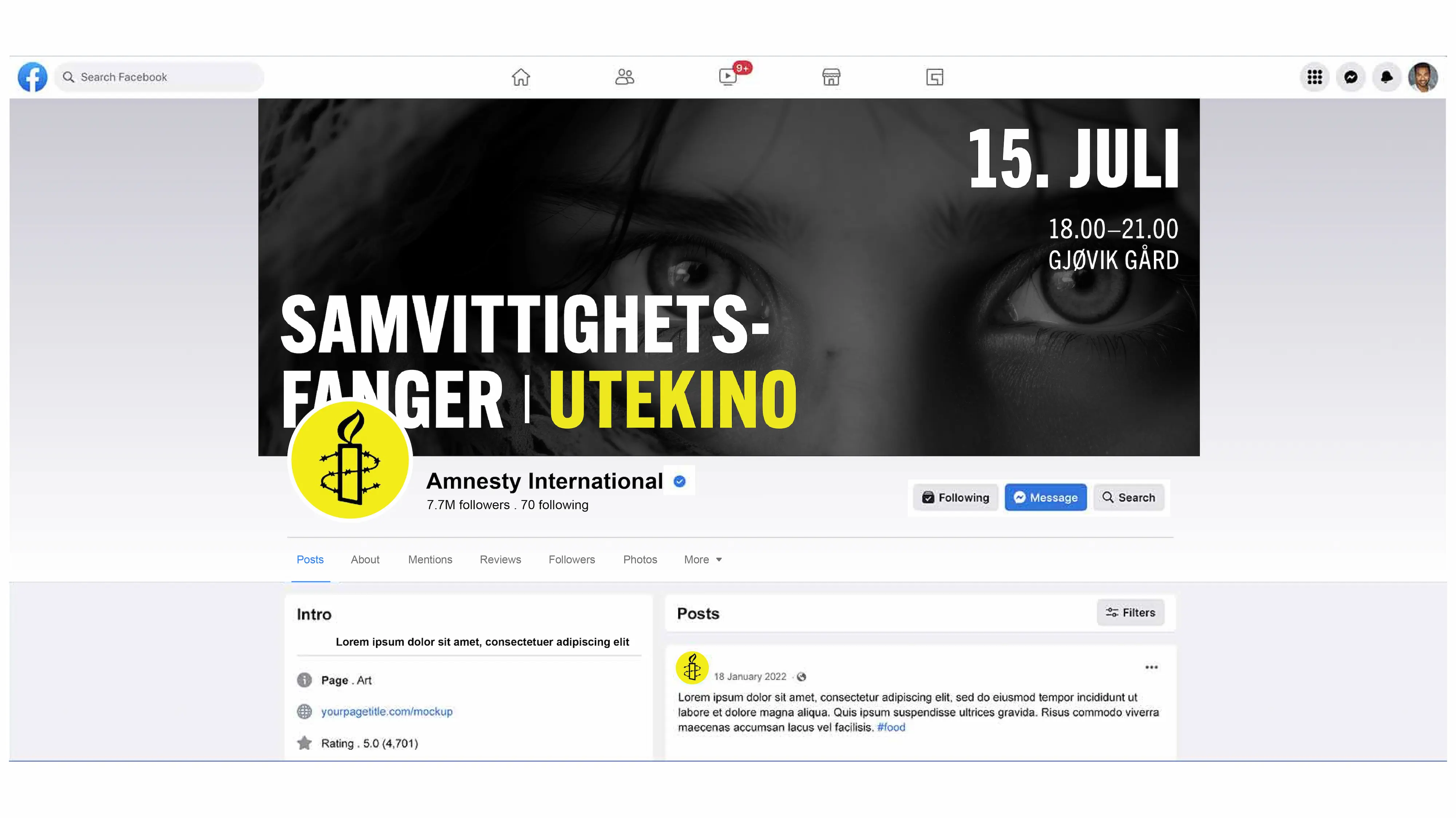 Facebook cover for utekino-eventet